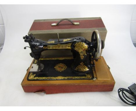 Vintage Jones sewing machine cased 