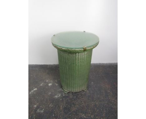 Vintage Lloyd Loom style circular  bedside cabinet 