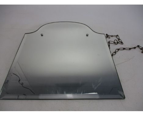 Vintage bevelled chain hung hall mirror. L18 x W16 inch. 