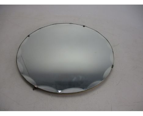 Vintage circular chain hung bevelled hall mirror. 18 inch diameter 