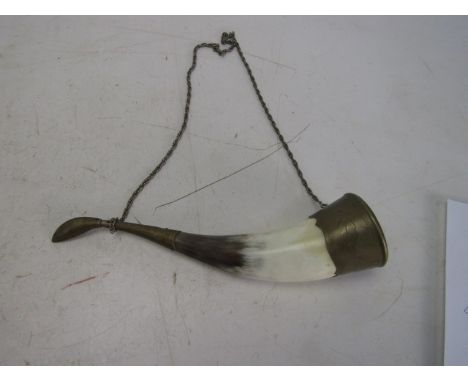 Vintage brass and horn Russian drinking horn 
