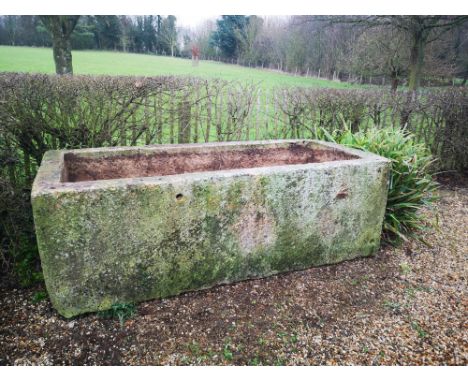 Trough/planter: A large carved limestone trough, 68cm high by 203cm long by 84cm deep