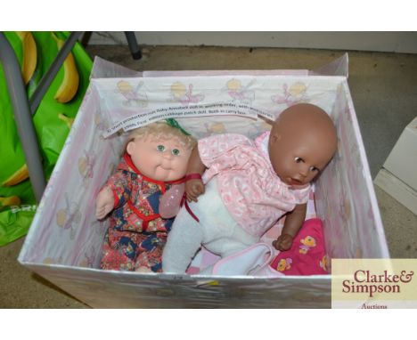 A short production run Baby Annabel doll in working order with accessories; and a 1990's First Edition Cabbage Patch doll, bo