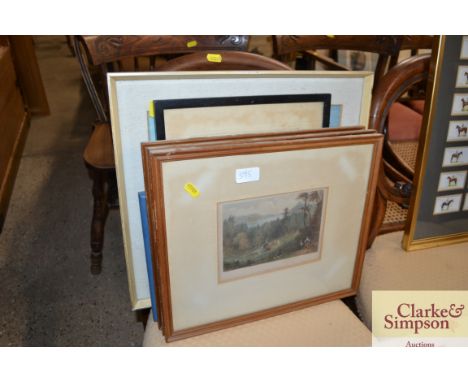 R Duly coloured print; a portrait print; a view of Southwold and three engravings