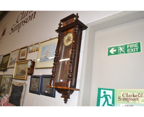 A mahogany Vienna regulator type wall clock 