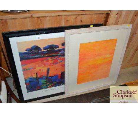 Francis Boag, coloured print and a framed abstract study 