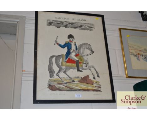 A framed reproduction print "Napoleon"
