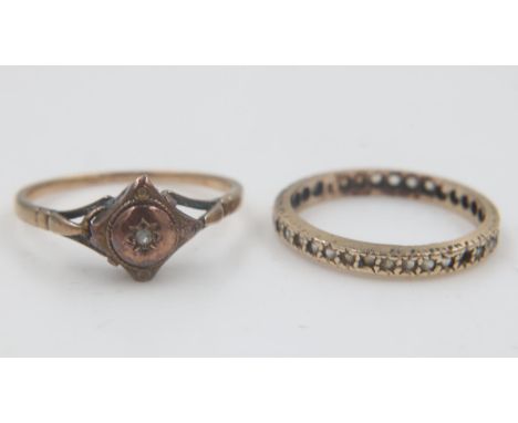 9ct gold Victorian ring, size R, with an unmarked eternity ring, size P, combined 3.6g. UK P&amp;P Group 0 (£6+VAT for the fi
