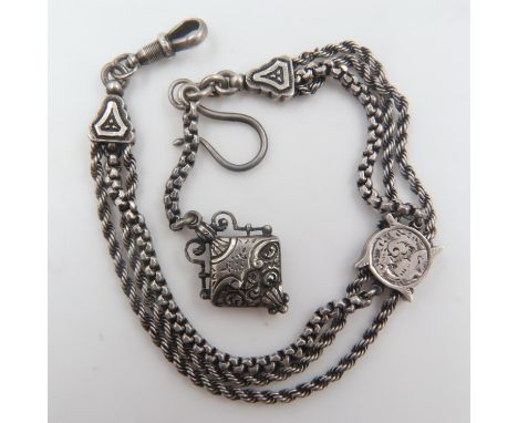 Silver chatelaine, L: 24 cm. UK P&amp;P Group 0 (£6+VAT for the first lot and £1+VAT for subsequent lots)