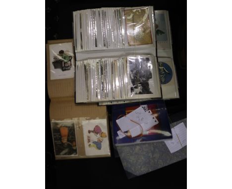 Six postcard albums containing approximately 480 vintage postcards of mixed interest. UK P&amp;P Group 2 (£20+VAT for the fir