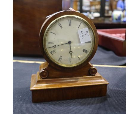French walnut table clock with key, working at lotting up. Not available for in-house P&amp;P