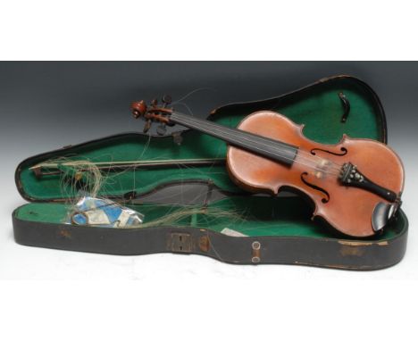 A French violin, by Chipot-Vuillaume, 35.5cm two-piece back excluding button, outlined with purfling, 59cm long overall, case