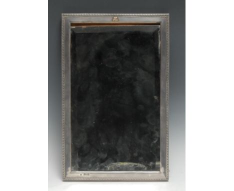 A Victorian silver rectangular easel dressing table mirror, lotus border, bevelled plate, 35.5cm high, London 1900 