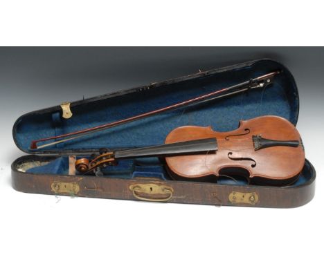 A violin, the two-piece back 34.5cm long excluding button, the interior stamped Paganini, outlined throughout with purfling, 