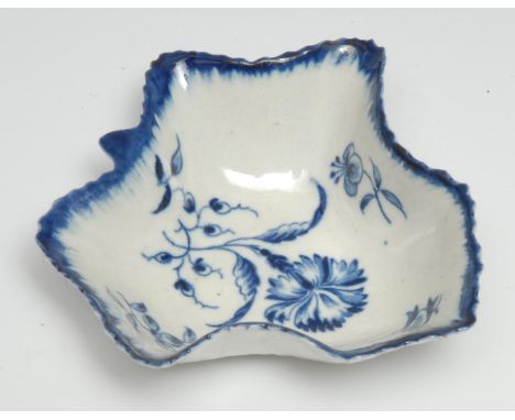 A Worcester leaf shaped pickle dish,  painted with the Gilliflower pattern,  c. 1770 -75 