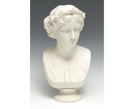 A Copeland Parian bust, May Queen, modelled by Joseph Durham (1814-1877), Published April 1, 1868 [for the] Ceramic and Cryst