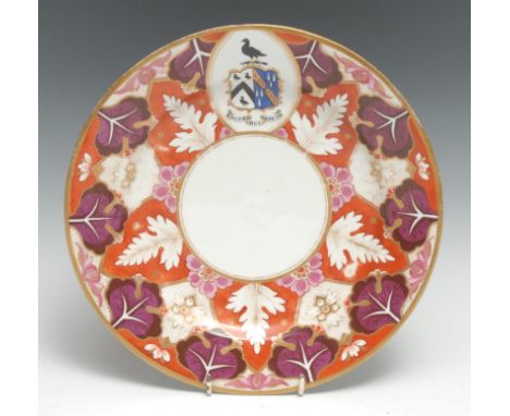 Ireland - a Chamberlain's Worcester armorial circular dinner plate, painted with the Irish arms of a comital member of the Co