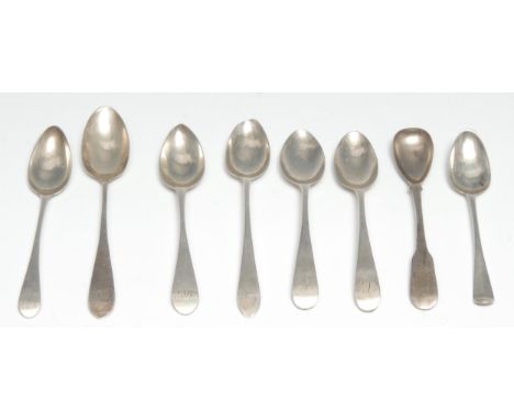 Scottish Provincial Silver - an 18th century silver Hanoverian pattern teaspoon, Nathaniel Gilbert, Aberdeen c.1785; an Old E