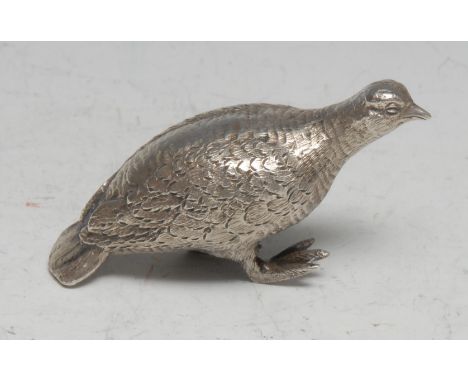 An Elizabeth II cast silver model, of a game bird, 8cm long, William Comyns &amp; Sons, London 1975 