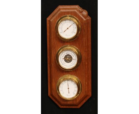 Robert Thompson, Mouseman of Kilburn - an oak combination thermometer, barometer, hygrometer, 43.5cm high, 19cm wide 