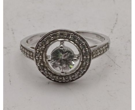 A 9ct white gold and Ratankiri zircon ring, size Q, 2.6g, with a certificate of authenticityLocation:If there is no condition