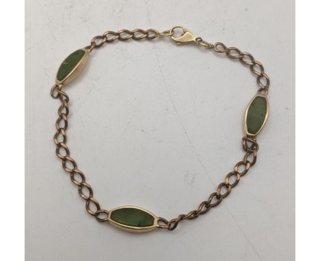 A 9ct gold and jade coloured stone bracelet 7.3gLocation:If there is no condition report shown, please request 