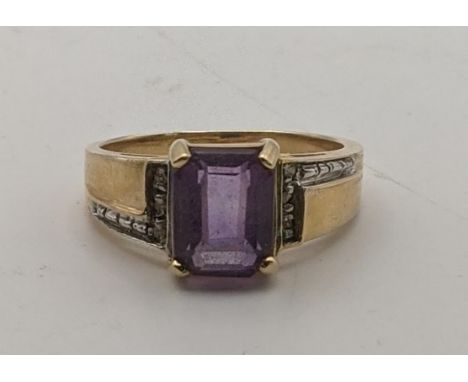A 14ct gold and diamond and amethyst ring size N½ 4.5gLocation:If there is no condition report shown, please request 