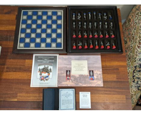 The Battle of Waterloo pewter chess set by the Waterloo Museum with certificate of authenticity and other paperwork Location: