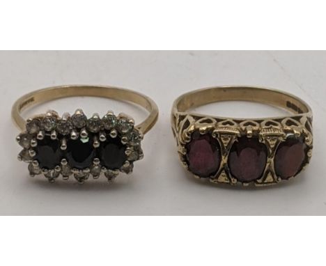 Two 9ct gold Ladies rings to include a sapphire and diamond cluster ring and one other total weight 6.7gLocation:If there is 