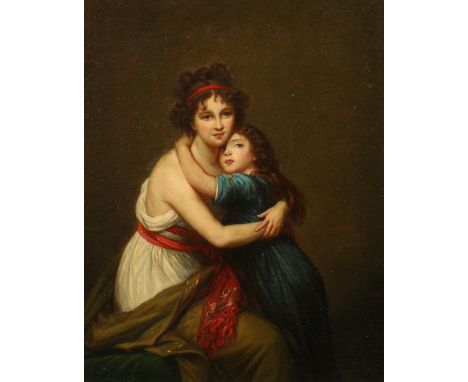 After Vigee Le Brun, 19th Century French School, 'Self Portrait with her Daughter', oil on canvas, 14.5" x 12".