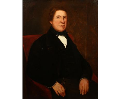 19th Century English School, A portrait of a seated gentleman, oil on canvas, 36" x 28", (unframed).