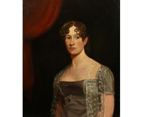 19th Century English School, A bust length portrait of a lady, oil on canvas, 30" x 25", (unframed).