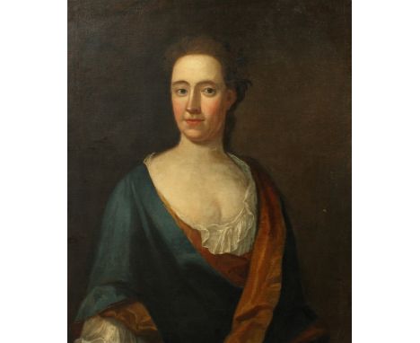 18th Century, Circle of Kneller, A half-length portrait of a lady, oil on canvas, 30" x 25".