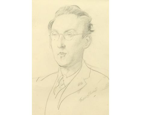Frederic Whiting (1874-1962) British, A head and shoulders portrait of Denton Welch, pencil, signed and inscribed verso, 10" 