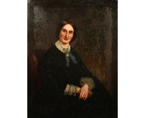 19th Century English School, A portrait of a seated lady, oil on canvas, 44" x 34", (unframed).