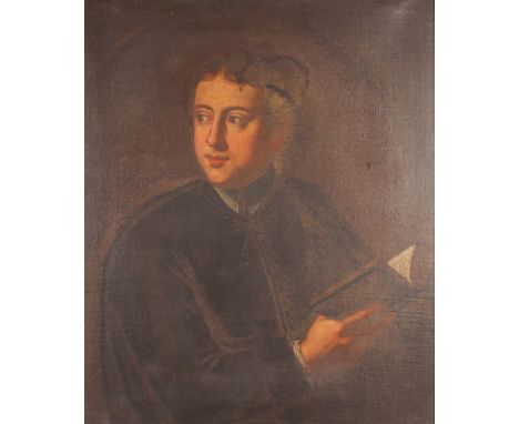 Early 19th Century school, portrait study of a scholar reading from a book, unsigned oil on canvas, 76cm x 62cm&nbsp;