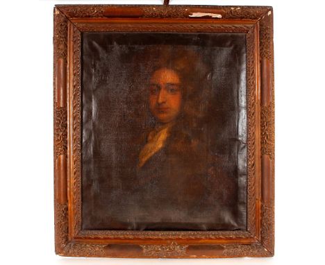 Late 17th / early 18th Century English school, portrait study of a bewigged gentleman, unsinged oil on canvas, 75cm x 62cm&nb