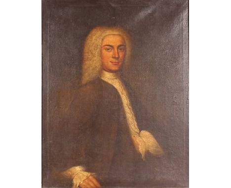 Circle of Sir Godfrey Kneller, portrait study of a lady and gentleman, unsigned oils on canvas, a pair 90cm x 70cm&nbsp;