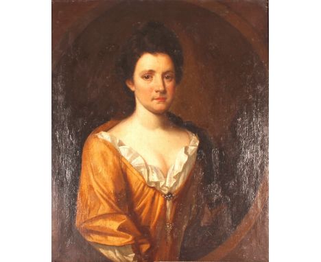 Circle of Sir Godfrey Kneller, half length portrait of a young lady, unsigned oil on canvas, 75cm x 63cm&nbsp;