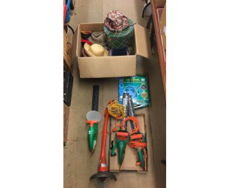 Quantity of tools and a box of hats
