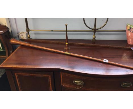 Copper hunting horn and a yard stick