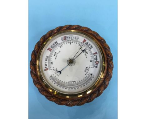 An oak rope twist barometer