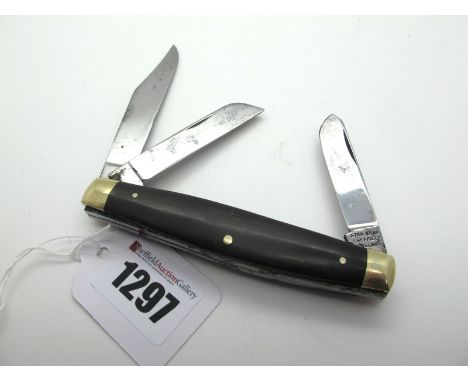 A Stan Shaw Three Blade Pocket Knife, with horn scales, 10.5cm long.