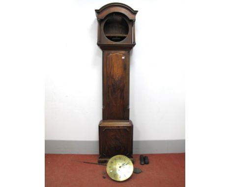 An XVIII Century Mahogany Eight-Day Longcase Clock, the circular brass dial with Roman numerals and two subsidiary dials insc