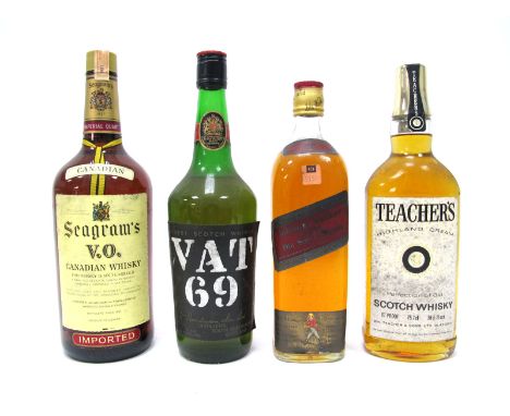 Whisky - Johnnie Walker Red Label Old Scotch Whisky, 26 2/3 Fl. Ozs., 70d Proof; Seagrams's V.O. Canadian Whisky 6 Years Old,