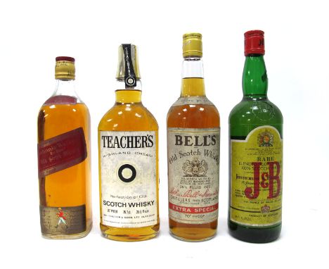 Whisky - Johnnie Walker Red Label, 26 2/3 Fl. Ozs., 70d Proof; Teacher's Highland Cream Scotch Whisky, 75.7cl, 70d Proof; Bel
