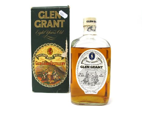 Whisky - Glen Grant Highland Malt Scotch Whisky 8 Years Old, Glenlivet Strathspey, 26 2/3 Fl. Ozs., 70d Proof, in carton.