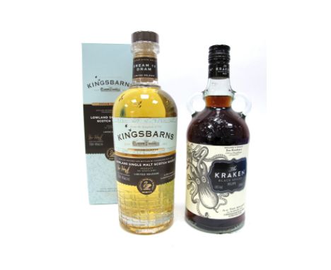 Whisky - Kingsbarns Single Malt Scotch Whisky Limited Release, 700ml, 46% Vol., boxed; Rum - The Kraken Black Spiced Rum, 700