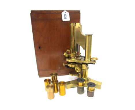 A Late XIX Century R &amp; J Beck, London Lacquered Brass Microscope, model No. 17362, on a 'Y' shaped base, with seven vario