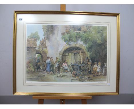 AFTER E.R (Dick) STURGEON (1920-1999) *ARR Blacksmith and Figures in a Courtyard, colour print, limited edition 316/850, sign